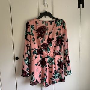 Long Sleeve Romper - Flower Print